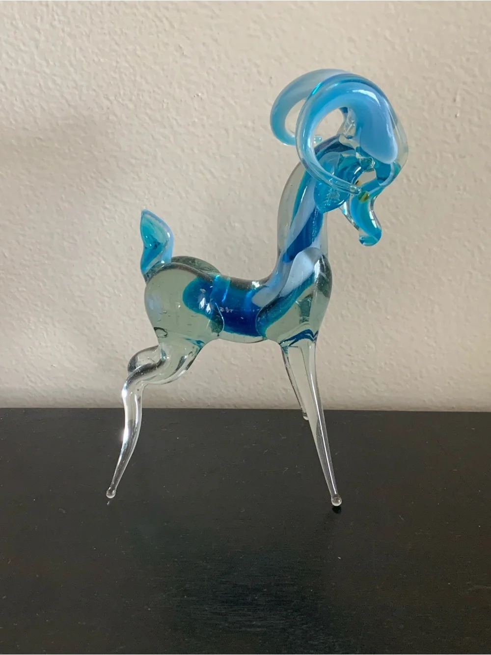 Murano-style Hand Blown Mexico Art Glass Antelope Gazelle Ram Big Horn Figurine